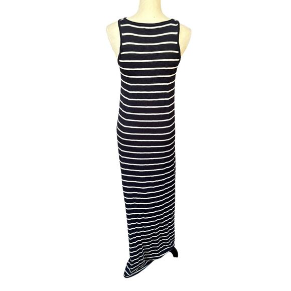 Vince Full Length Striped Knit Tank Maxi Dress Stretchy Scoop Neck - M - Picture 6 of 9